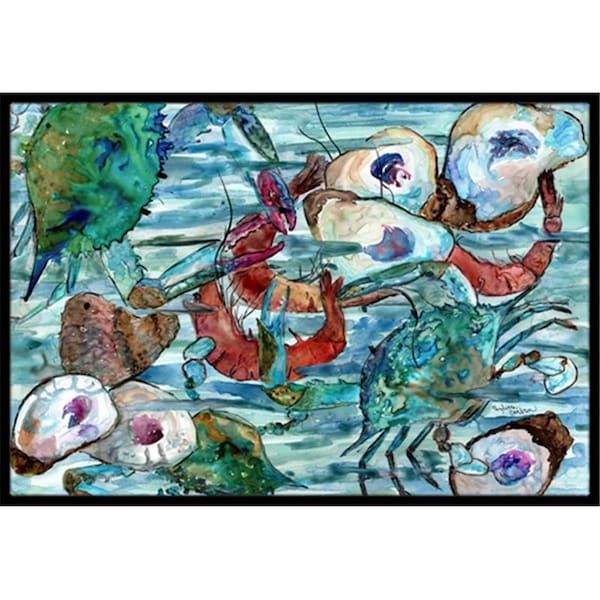 Carolines Treasures Watery Shrimp- Crabs and Oysters Indoor or Outdoor Mat- 24 x 36 in. 8964JMAT - main